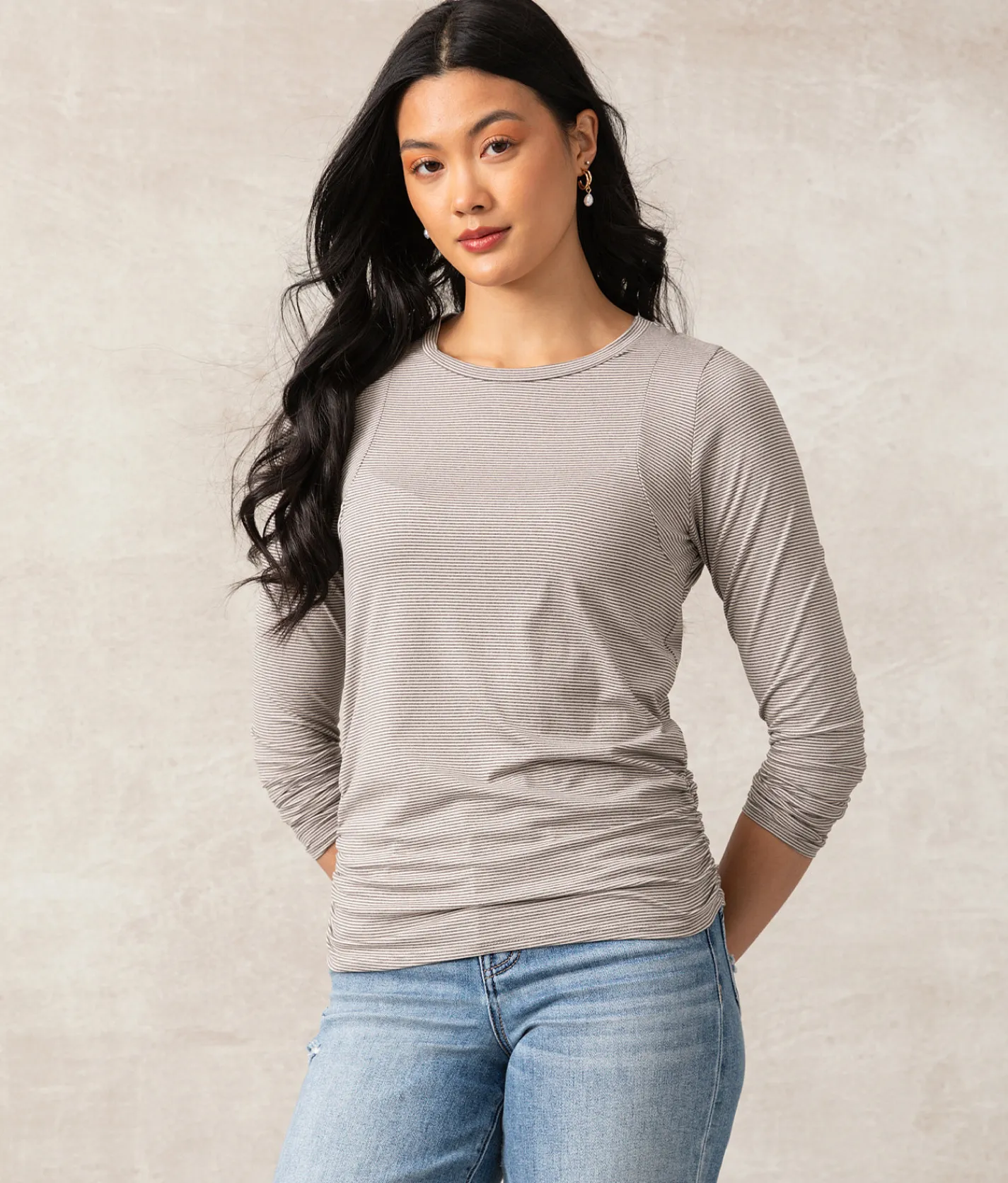 Buckle Black Sutton Striped Top Charcoal Clearance