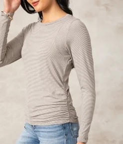 Buckle Black Sutton Striped Top Charcoal Clearance