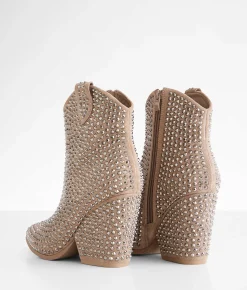 Very G Swagger Studded Leather Western Ankle Boot Taupe Discount