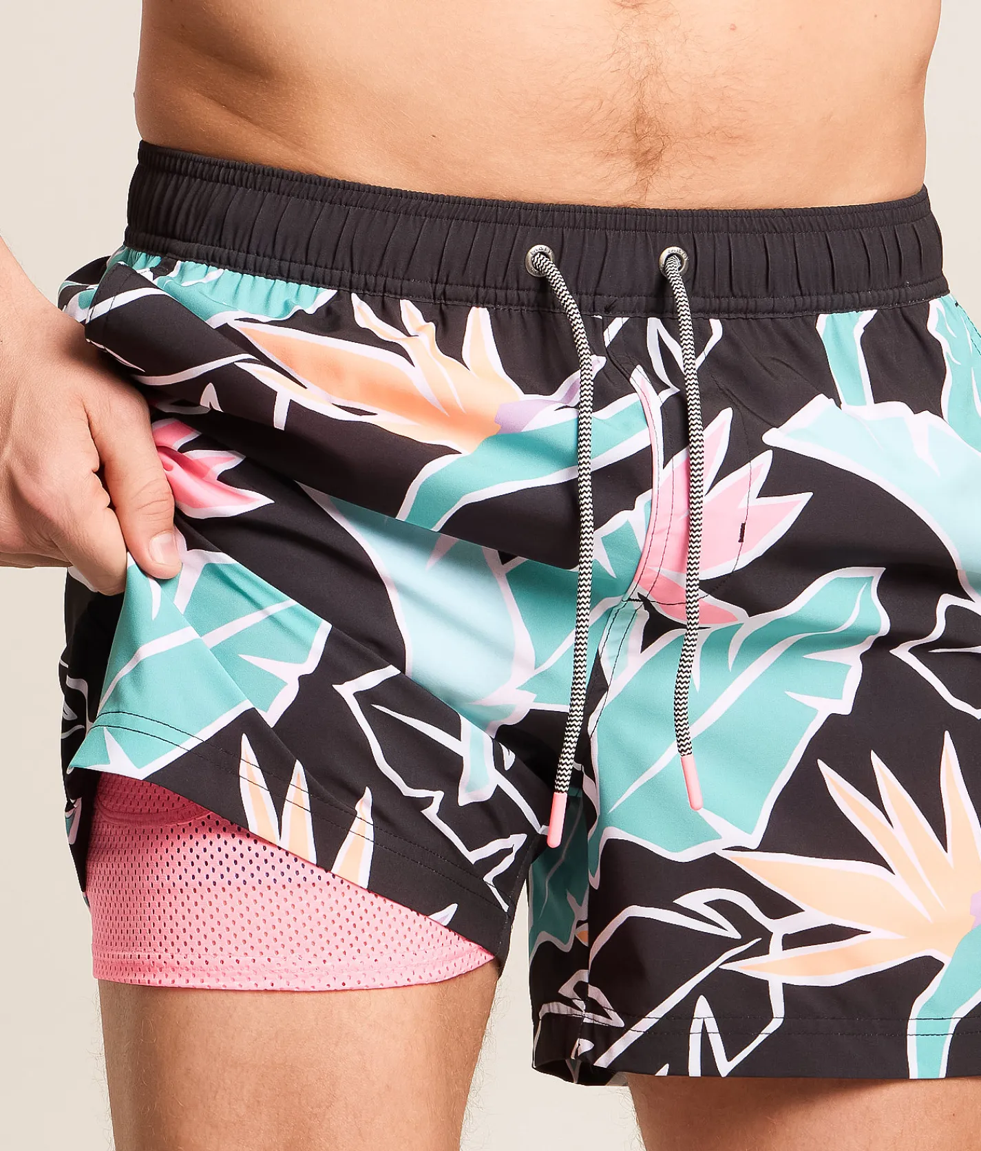 Bottoms|Swimwear | party pants Sweet Leaf Stretch Swim Trunks Black