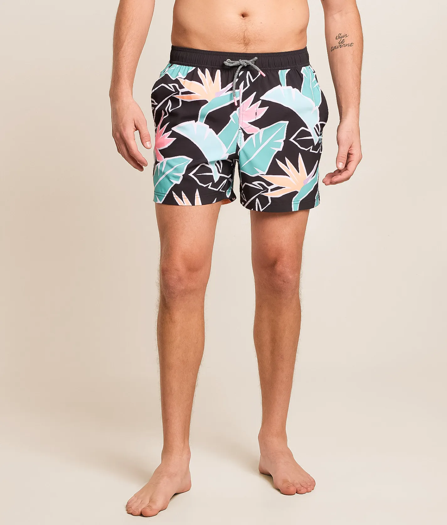 Bottoms|Swimwear | party pants Sweet Leaf Stretch Swim Trunks Black