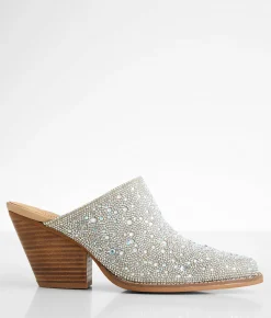 ARider Girl Sweet Rhinestone Mule Shoe Silver Hot