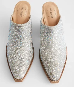 ARider Girl Sweet Rhinestone Mule Shoe Silver Hot