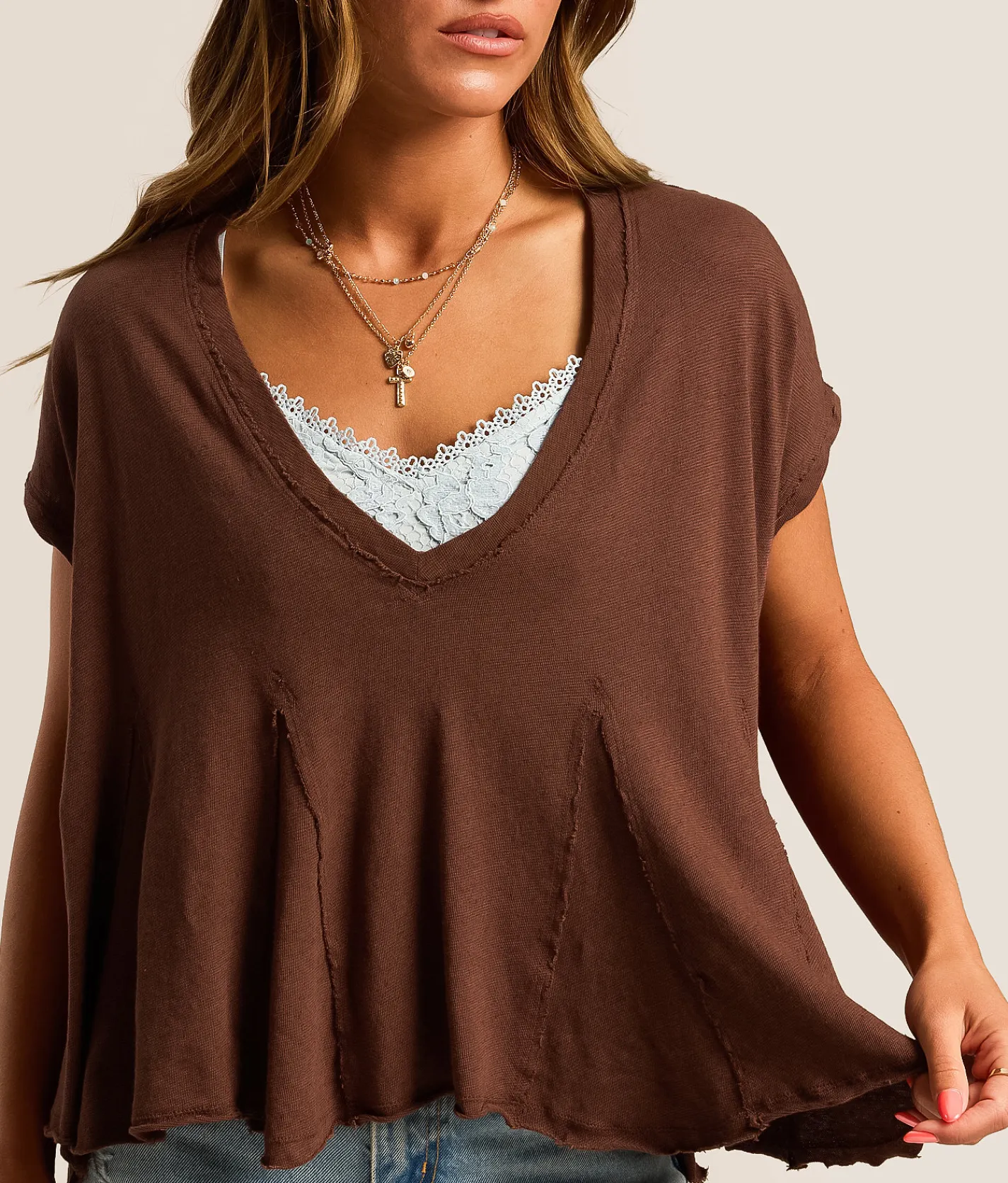 Tops | Free People Swing Along With Me Top Brunette
