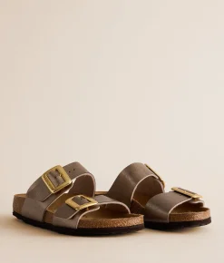 Birkenstock® Sydney Luxe Buckle Sandal Taupe Sale