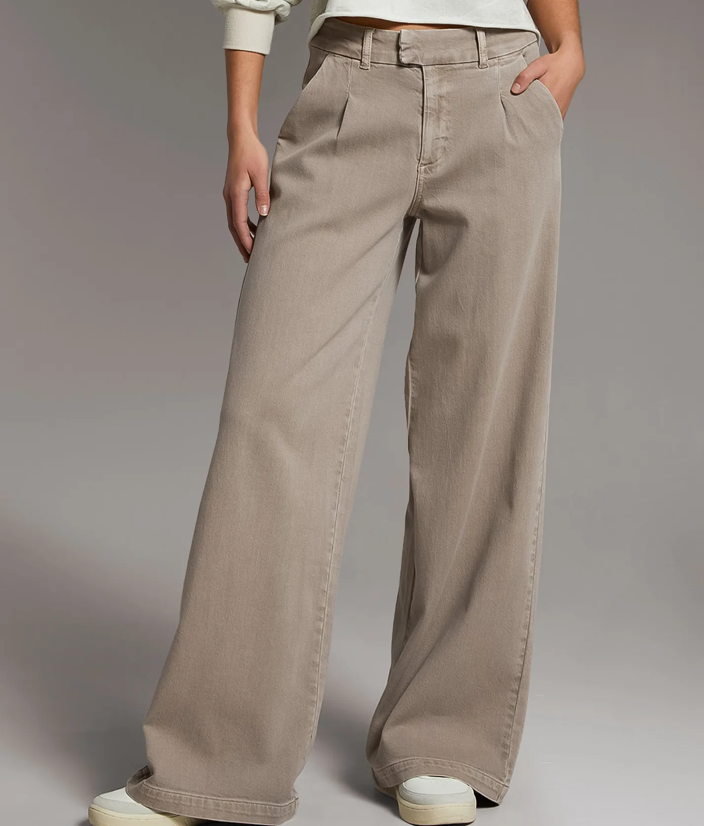 BKE Tailored Wide Leg Stretch Pant Putty New