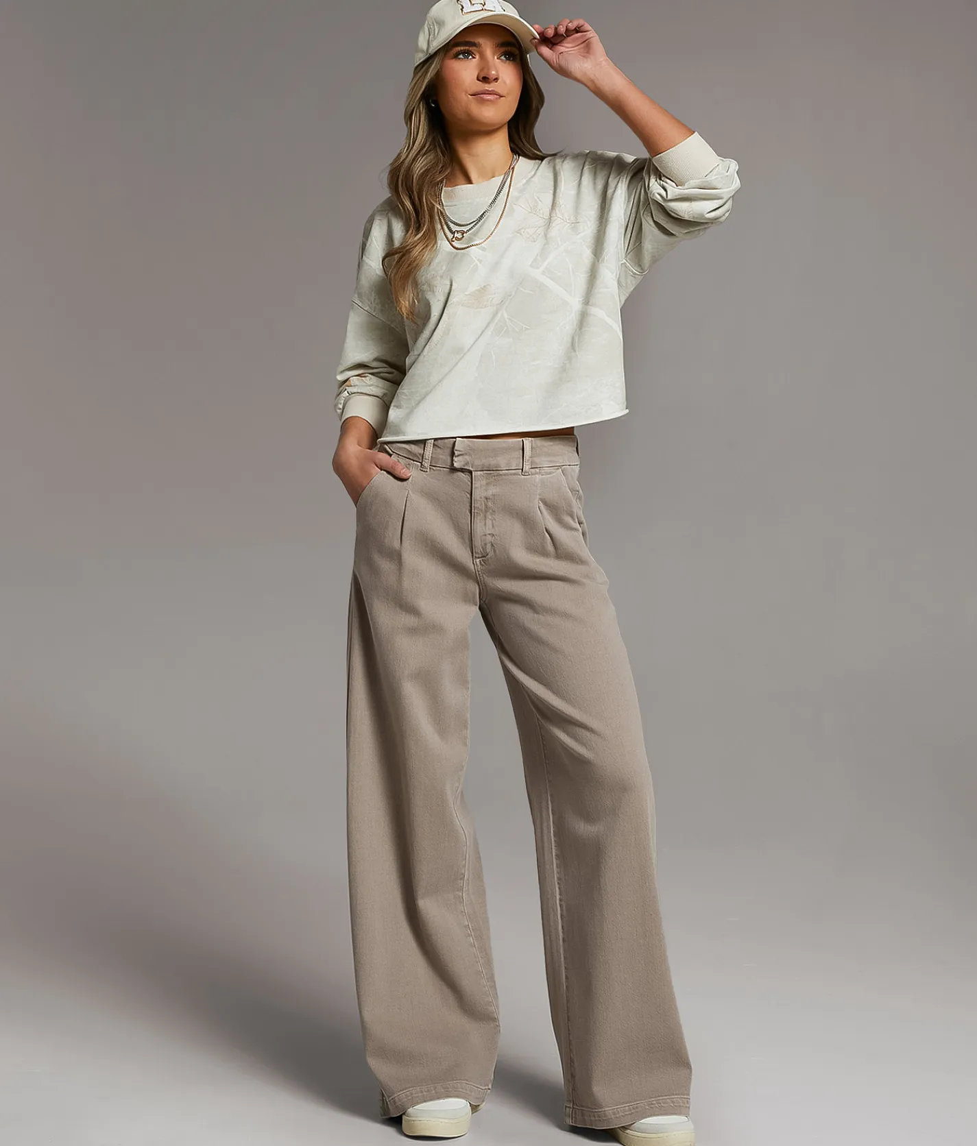 BKE Tailored Wide Leg Stretch Pant Putty New