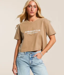 Tops | Duvin Tailwinds Cropped T-Shirt Brown