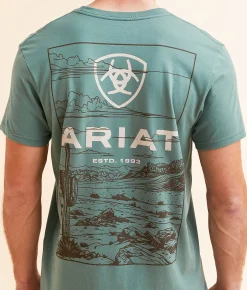 Graphic T-Shirts | Ariat Tall Box Valley T-Shirt Silver Pine
