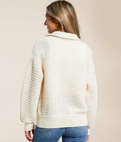 Varley Tara Half Zip Sweater White Cap Grey Sale