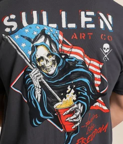 Tops|Graphic T-Shirts | Sullen Tastes Like Freedom T-Shirt Grey Pinstripe