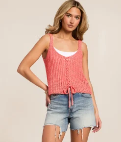 Tops | Z Supply Tate Lace-Up Two Way Sweater Tank Top Gelato