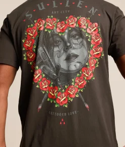 Sullen Tattooed Love T-Shirt Vintage Black Clearance