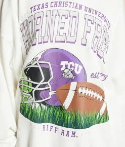 Gameday SOCIAL® TCU Horned Frogs Oversized Pullover White Sale