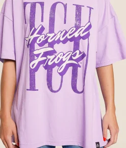 Gameday SOCIAL® TCU Horned Frogs Oversized T-Shirt Lavender Clearance