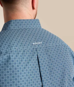 Ariat Team Jansen Fitted Shirt Navy Light Blue Discount
