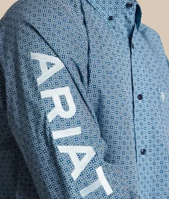 Ariat Team Jansen Fitted Shirt Navy Light Blue Discount
