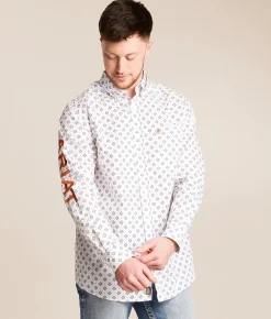 Tops | Ariat Team Jericho Classic Shirt White Orange