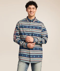 Ariat Team Jet Classic Western Shirt Navy Orange Clearance