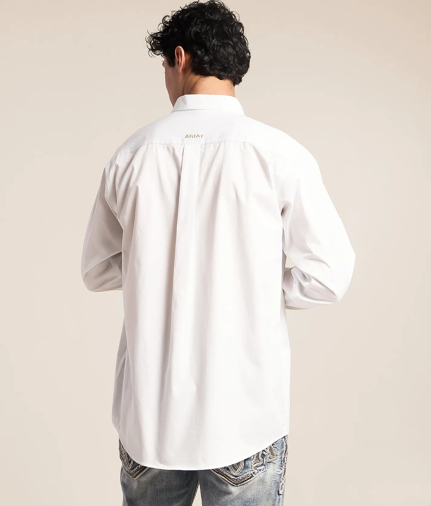 Tops | Ariat Team Logo Twill Classic Shirt White Khaki