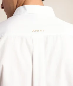Tops | Ariat Team Logo Twill Classic Shirt White Khaki