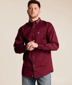 Tops | Ariat Team Logo Twill Shirt Burgundy White