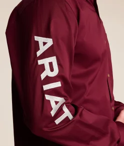 Tops | Ariat Team Logo Twill Shirt Burgundy White