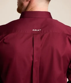 Tops | Ariat Team Logo Twill Shirt Burgundy White