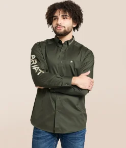Tops | Ariat Team Logo Twill Shirt Olive Khaki