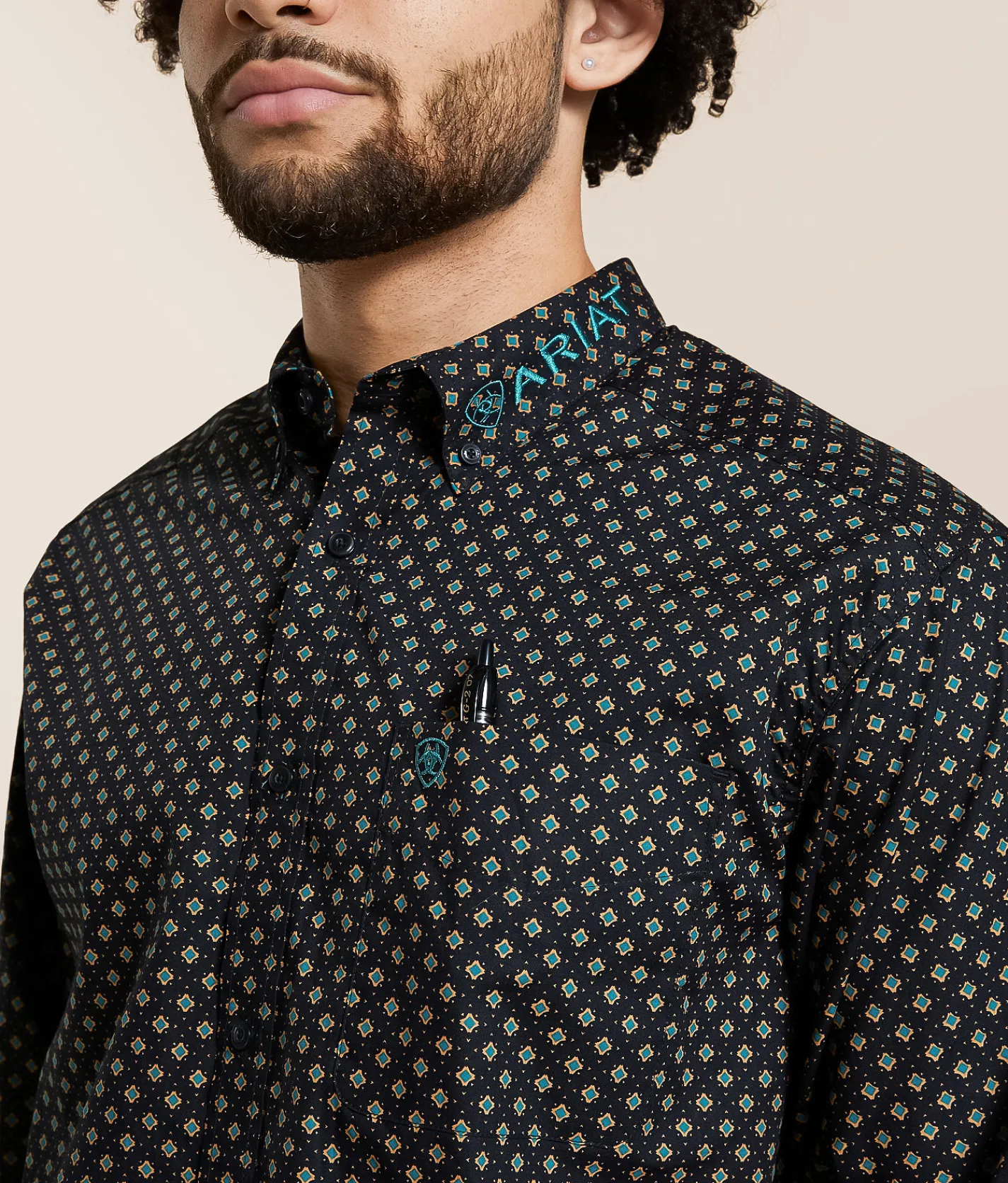Tops | Ariat Team Philbert Classic Shirt Black Teal