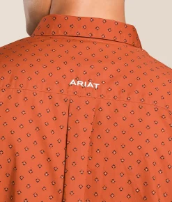 Tops | Ariat Team Porter Shirt Brick Red Beige