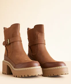 Mia Tedy Buckle Ankle Boot Cognac Best