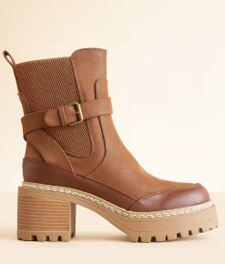 Mia Tedy Buckle Ankle Boot Cognac Best