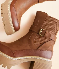 Mia Tedy Buckle Ankle Boot Cognac Best