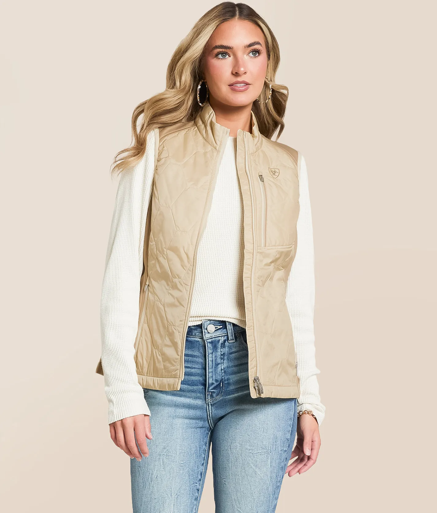 Tops|Coats & Jackets | Ariat TEK Fusion Insulated Vest Almond Milk Savannah Tan