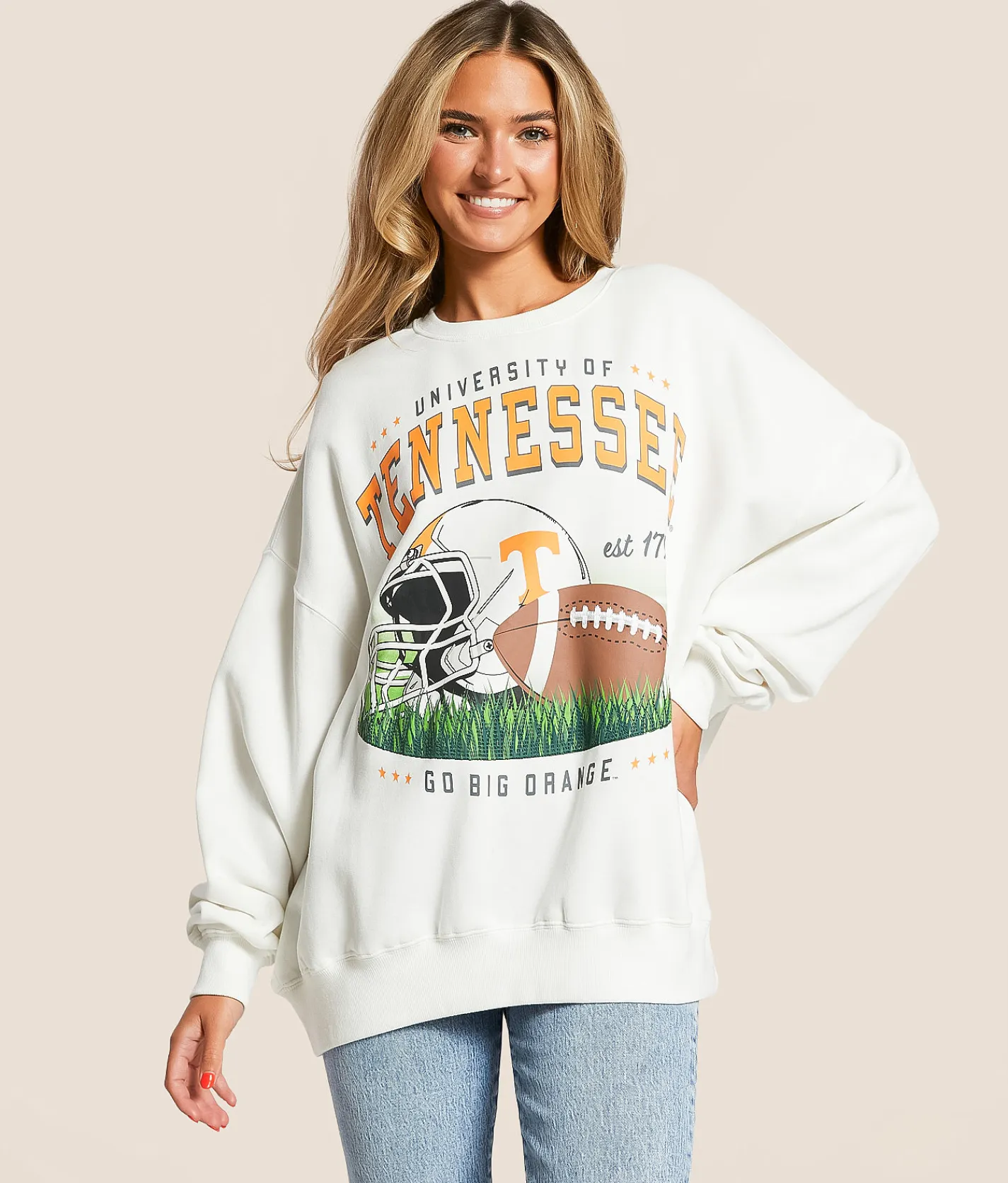 Gameday SOCIAL® Tennessee Oversized Pullover White Clearance
