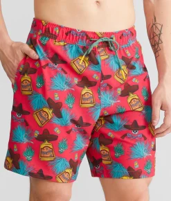 Bottoms|Swimwear | Sullen Tequila Stretch Swim Trunks Hot Coral