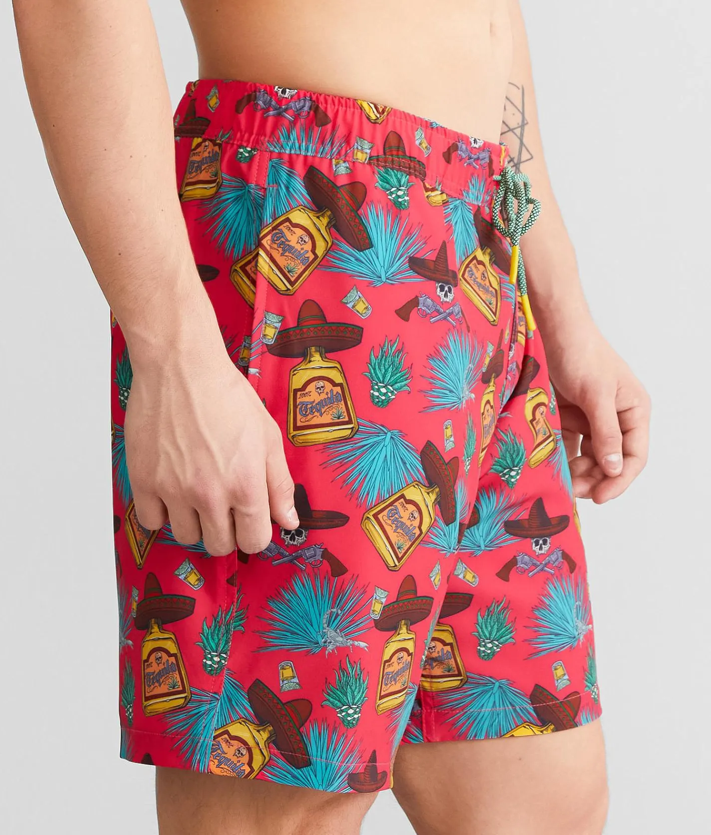 Bottoms|Swimwear | Sullen Tequila Stretch Swim Trunks Hot Coral
