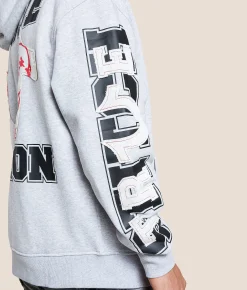 True Religion Terry Applique Hoodie Heather Grey Clearance