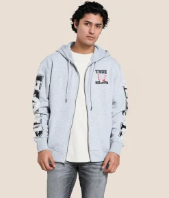 True Religion Terry Applique Hoodie Heather Grey Clearance