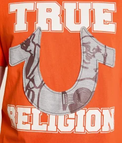 Tops|Graphic T-Shirts | True Religion Terry Applique T-Shirt Koi Orange