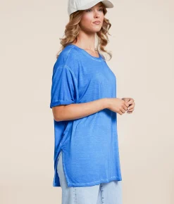 White Crow Tess Sleek Oversized Top Blue Wave Outlet