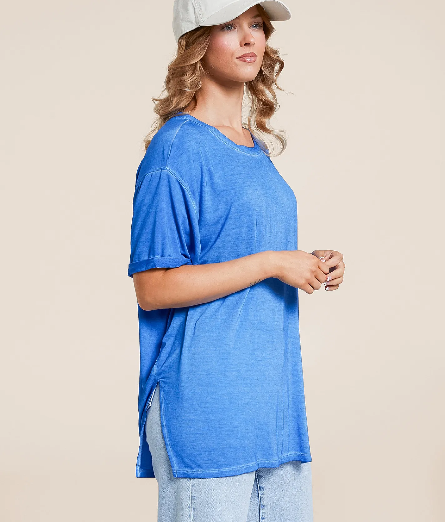 White Crow Tess Sleek Oversized Top Blue Wave Outlet