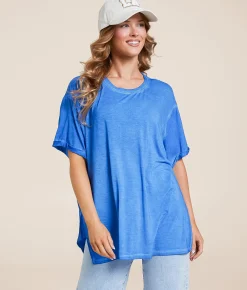 White Crow Tess Sleek Oversized Top Blue Wave Outlet