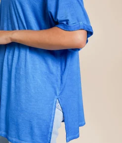 White Crow Tess Sleek Oversized Top Blue Wave Outlet