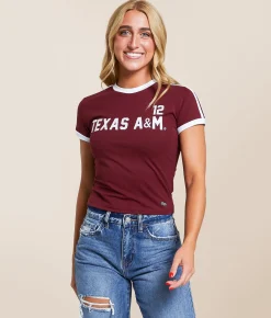 HYPE AND VICE Texas A&M Aggies Baby Cropped T-Shirt Aggie Maroon Hot