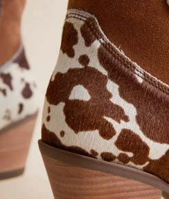 Dingo Texas Charm Cow Leather Western Ankle Boot Camel Cow