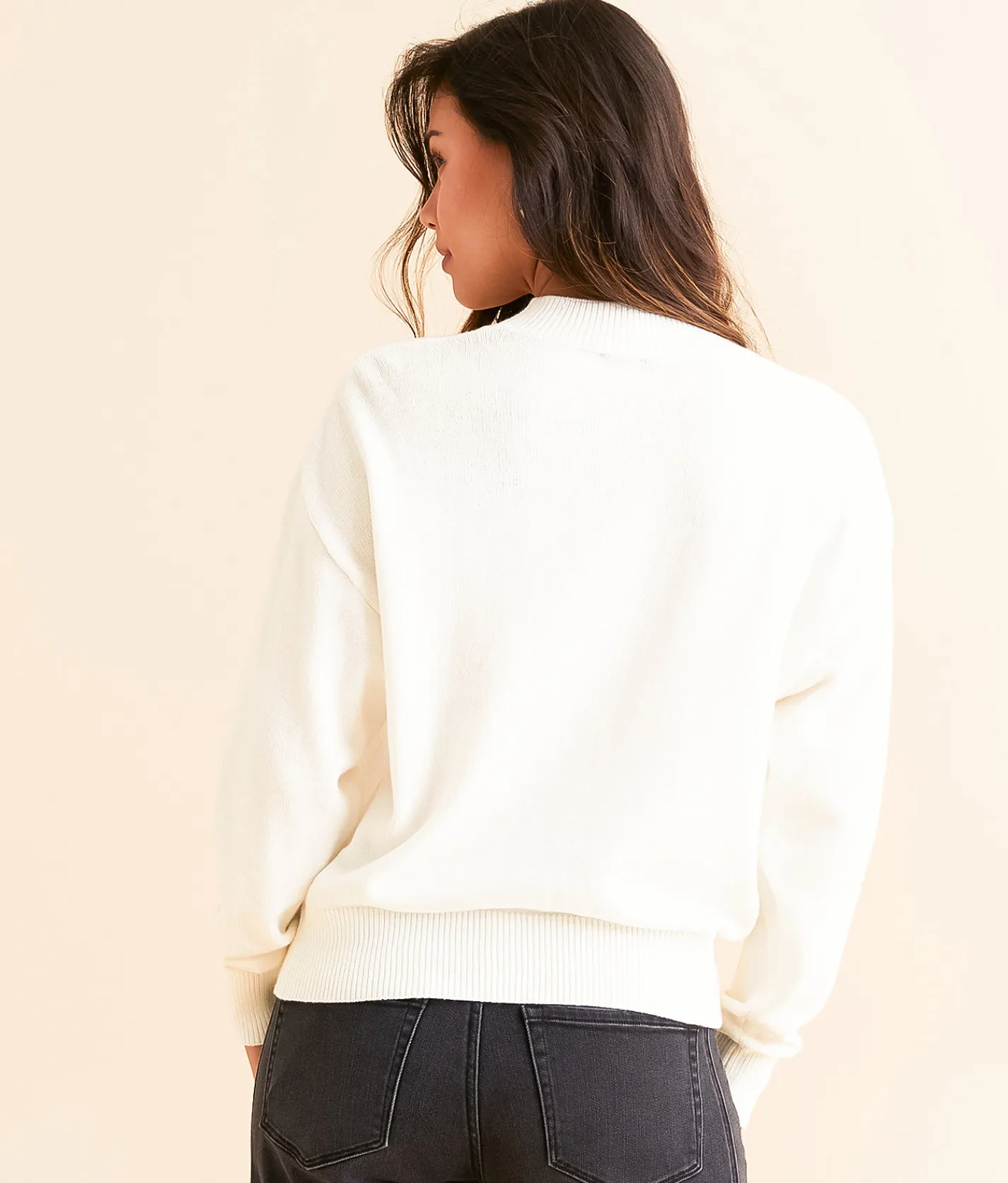 Tops | LE LIS Texas Embroidered Sweater Cream