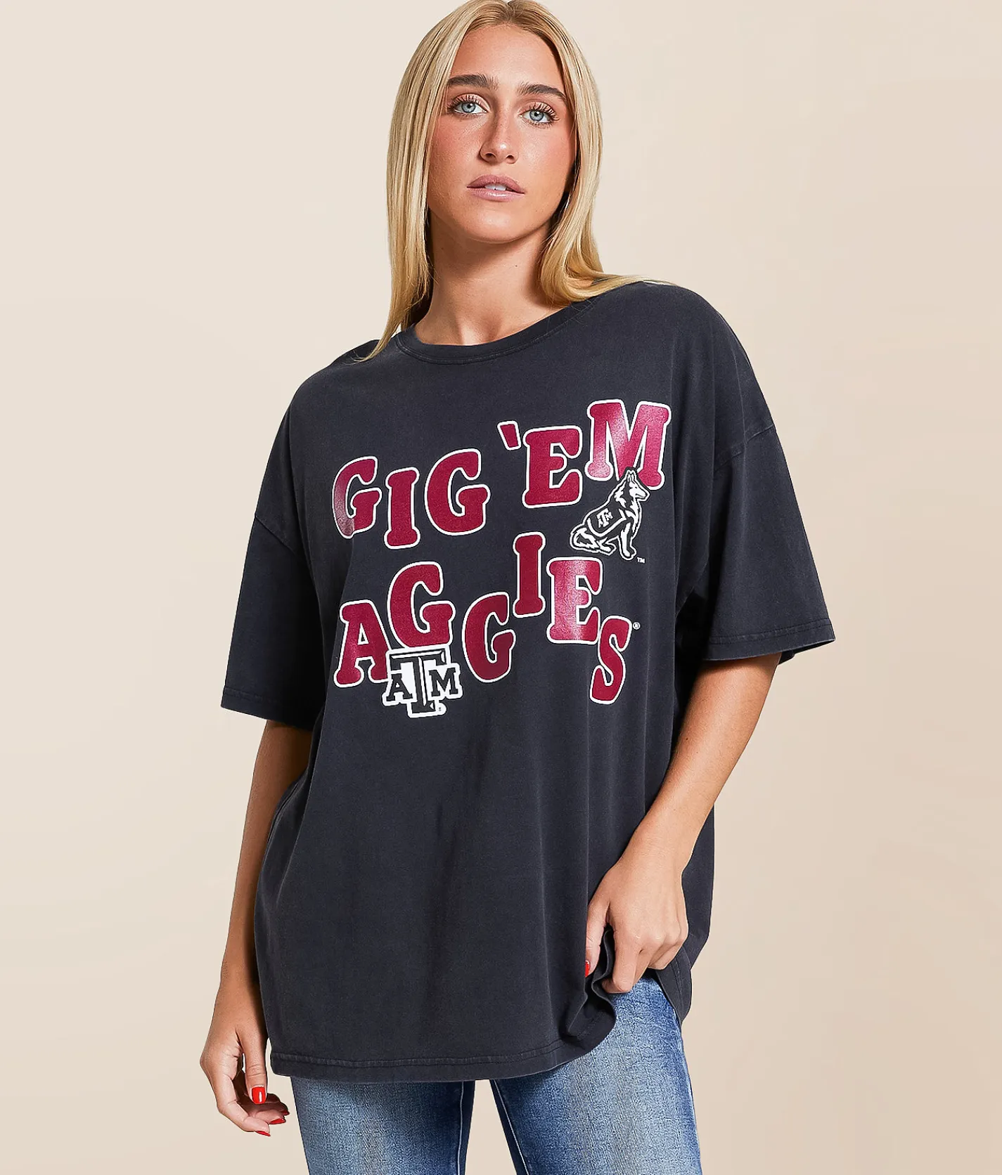 Gameday SOCIAL® Texas Gig 'Em Aggies T-Shirt Washed Black Clearance