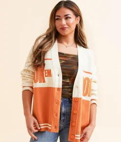 Gameday SOCIAL® Texas Hook 'Em Horns Cardigan Sweater Burnt Orange Clearance